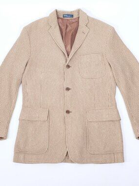 POLO Ralph Lauren blazer jacket 40 beige 100% silk 3 button Italy